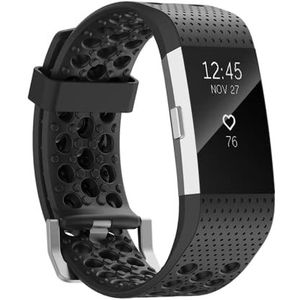 honecumi Compatibel met Fitbit Charge 2 reservearmband voor dames en heren, zachte siliconen, klassieke verstelbare reservearmband, elegante armband, klein en groot, Siliconen, Geen edelsteen