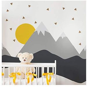Ambiance Sticker Muurstickers voor kinderen, decoratie babykamer, muursticker, gigantisch, Scandinavische bergen, Nordika, H60 x B 90 cm