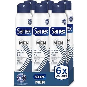 Sanex Men Active Control, deodorant voor heren, 6 stuks x 200 ml