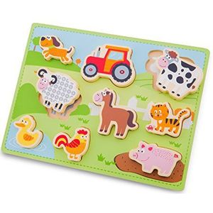 New Classic Toys Boerderij puzzel van hout, educatief speelgoed voor kinderen vanaf 2 jaar, 10521