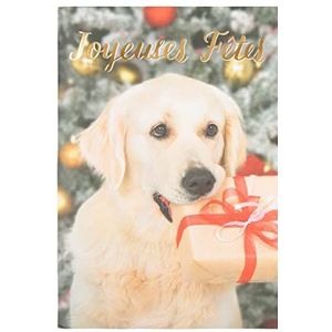 DRAEGER Paris | muzikale wenskaart voor honden, vrolijke feestdagen, kerstcadeau, eind oudejaarsavond feest, warm koper, 14,5 x 14,5 cm, gemaakt in Engeland, envelop inbegrepen, FSC® papier