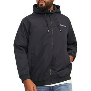 JACK & JONES PLUS Jjerush Hood Bomber Noos Pls, Zwart/Detail: Solide, XXXXXL Heren, Zwart/Detail: Solide, 5XL, zwart / detail: solide