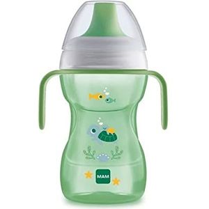 Mam Glass Fun to Drink D122 drinkbeker met snavel en deksel voor baby's vanaf 8 maanden, 270 ml, neutraal