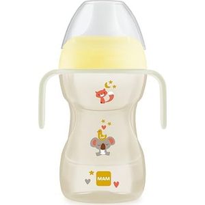 Mam Glass Fun to Drink D122 drinkbeker met snavel en deksel voor baby's vanaf 8 maanden, 270 ml, neutraal