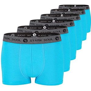 STARK SOUL Set van 6 boxershorts voor heren, katoenen boxershorts voor heren, 6 stuks turquoise