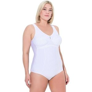 Ulla Popken Vormgevende bodysuit voor dames, grote maten, fijne strepen, draagbaar zonder beha