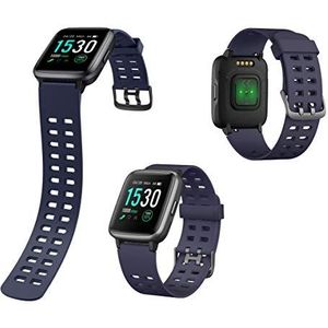 Sunstech Fitness smartwatch met hartslag- en stappenteller, waterdicht, met A-GPS, compatibel met Android en iPhone, meerdere sportmodi, kleur: blauw.
