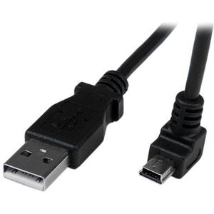 StarTech.com Mini USB-kabel 2 m - A naar Mini B 90° naar beneden gehoekt - USB-kabel Mini B hoek naar beneden gebogen - zwart 2 m (USBAMB2MD)