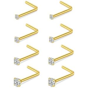 AceFun Neuspiercing L-vorm goud zilver roestvrij staal diamant kleine fijne neus nagel voor mannen vrouwen roestvrij staal, Roestvrij staal