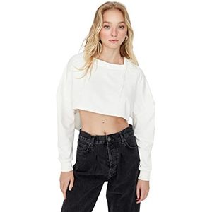 TRENDYOL Sweat-shirt à capuche pour femme, ecru, L