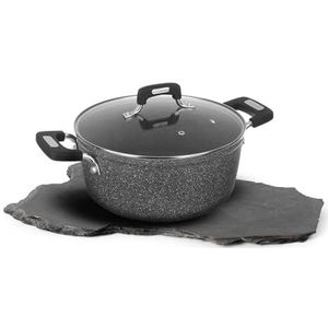 KASANOVA Kookpan met antiaanbaklaag, 20 cm, van gesmeed aluminium, inductiekookpan met siliconen handgreep, voor oven en vaatwasser, zonder PFOA (Petra Dark, 24 cm)