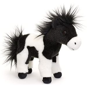 Uni-Toys - Zwart en wit paard - 23 cm (hoogte) - Pluche paard - pluche knuffel