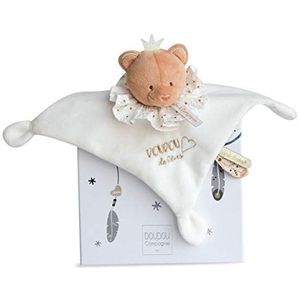 Doudou et Compagnie - DC3537 - knuffeldier, plat, dromenvanger - beer - geschenkdoos - wit en honing - 20 cm - zacht - cadeau-idee voor geboorte meisje of jongen - garantie bij verloren knuffeldier