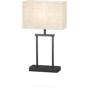 Fischer & Honsel Ann 50654 Lampe de table, abat-jour en tissu couleur sable, couleur sable, longueur : 24 cm, largeur : 12 cm, hauteur : 40,50 cm, avec interrupteur à cordon, 1 ampoule E27 max. 40 W