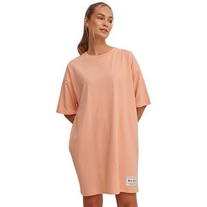 NA-KD T-shirtjurk met details, geplateerd, voor dames, Koraal Roze