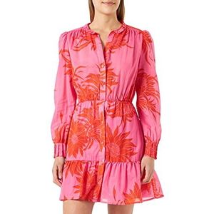 Pinko Nomade jurk chiffon, bedrukt, maar casual jurk, dames, Nr1_roze/rood, 48, Nr1_roze/rood