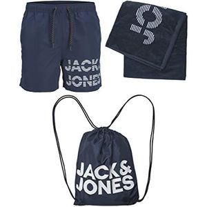 JACK & JONES PLUS Jpstsummer Jjbeach Pack AKM Pls Ensemble de short de bain, serviette et sac de gymnastique, marine Blazer, 44, blazer bleu marine, Blazer Bleu marine, 44 Plus
