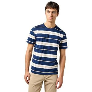 Wrangler Stripe Tee T-shirt voor heren, Nachtblauw., XL
