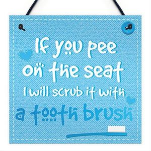 RED OCEAN Grappig deurbordje met citaat ""Pee On The Seat"" voor badkamer, toilet, woondecoratie