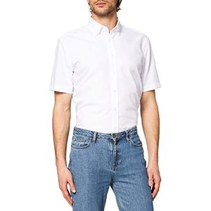 Seidensticker Heren businesshemd slim fit strijkvrij button down kraag korte mouwen 100% katoen, wit (wit 01)