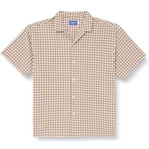 JACK & JONES Jorjeff Ss Styd24 Jacquard T-shirt met korte mouwen voor heren, Cloud Dancer/Checks: checks