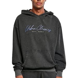 Urban Classics Sweatshirt met capuchon met Script-logo, herensweatshirt, zwart.