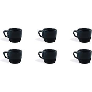 Excelsa Eclipse 6 stuks zwarte koffiemokken, Stoneware keramiek, inhoud 70 ml.