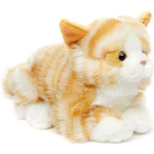 Uni-Toys - Tijgerbruine kat, liggend - 20 cm (lengte) - Pluche kitten - Knuffeldier