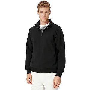 Koton Sweatshirt met lange mouwen, halve ritssluiting, hoge kraag voor heren, Zwart (999)