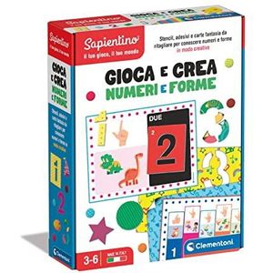 Clementoni - Sapientino-spelen en maken van sjablonen en cijfers, puzzel om te componeren, educatief spel voor het leren van cijfers, kinderen van 3 tot 6 jaar, gemaakt in Italië, meerkleurig, medium,