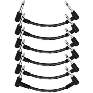 Donner 6 x 15,2 cm zwarte aansluitkabel voor gitaareffectpedaal, TS mono-kabels voor gitaar/bas-effectpedalen