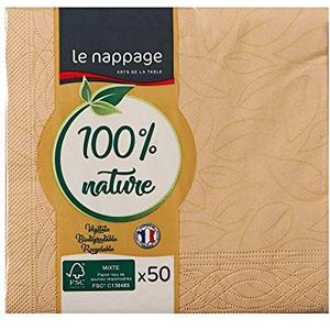 LE NAPPAGE ARTS DE LA TABLE Katoenen servetten, 25 x 24 cm, 3-laags, beige, 50 stuks
