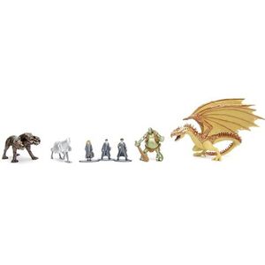 Jada Toys Harry Potter 7 stuks verzamelfiguren in 3 maten, metalen speelgoed vanaf 6 jaar (Harry, Hermelien, Ron, zijden snavel, trol, fluffy, draak), elk 4-10 cm