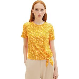 TOM TAILOR Denim 1037245 T-shirt voor dames, 32188 - bloemenprint oranje