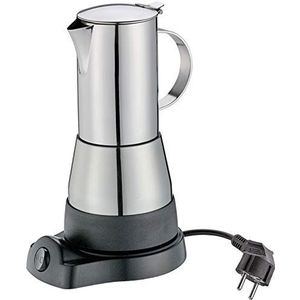 cilio AIDA Elektrische espressomachine voor 6 espressokopjes (300 ml), roestvrij staal, ook voor reizen, camping, met warmhoudfunctie, 480 W