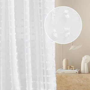 ROOM99 Casablanca Gordijn met ogen, 400 x 250 cm (b x h), woonkamer, gordijn, transparant, modern, woonkamer, slaapkamer, wit, kwastjes