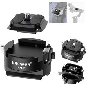 NEEWER GM47 Snelsluitplaatset, automatische vergrendeling, vierkante QR-plaat, compatibel met Peak Design Capture V3 Clip, Arca-type klembasis compatibel met Arca Swiss DJI Ronin
