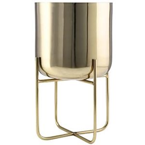Serene Spaces Living Soho Korte gouden bloempot met afneembare metalen standaard, decoratieve bloempot voor binnen, woonkamer, keuken, kantoor, maat 33 cm hoog en 18,4 cm diameter