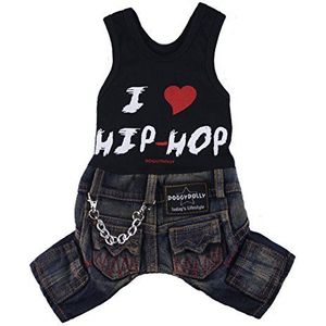 Doggy Dolly BD175 hondenoverall I Love Hiphop, maat XS, zwart