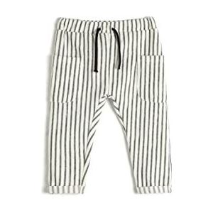 Koton Babyboys Pantalon de survêtement doux au toucher en coton texturé avec cordon de serrage, marine stripe (01m), 2-3 Jahre