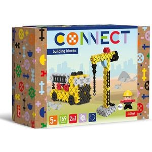 Trefl - Connect: bouwstenen 2-in-1 set, HDS-kraan/kraan - 169 delen: 164 bouwstenen + figuur 5 bouwstenen, creatief speelgoed voor volwassenen en kinderen vanaf 5 jaar