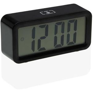 Versa Klok - zwarte metalen wekker 3,9 x 6,5 x 13,4 cm