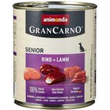 GranCarno Senior Animonda hondenvoer, natvoer voor honden vanaf 7 jaar, rundvlees + lam, 6 x 400 g