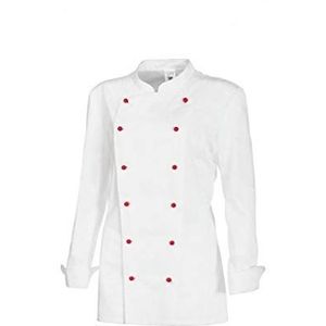 BP GOURMET 1542-400-21 Koksjas voor dames, lange mouwen, 65% polyester, 35% katoen, regular fit, maat: 48 wit