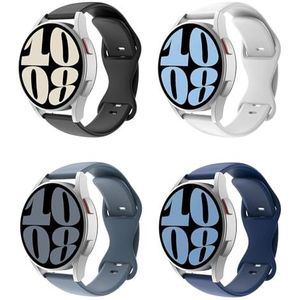 Astorgos 4 stuks horlogebandjes compatibel met Samsung Galaxy Watch 6 5 4 40/44 mm/6 Classic/5 Pro/4 Classic/3/Active2, reservearmband voor sporthorloge van siliconen met vlindergesp
