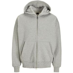 JACK & JONES Jcoblanks Heavy heren hoodie met ritssluiting, lichtgrijs gemêleerd, M, Lichtgrijs chinees, M