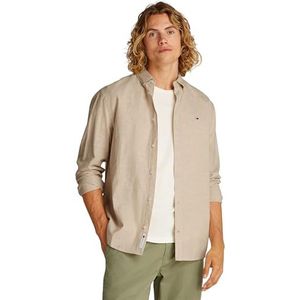 Tommy Jeans Chemise TJM REG en lin mélangé pour homme - Beige - S, Beige (Relic Tan), S