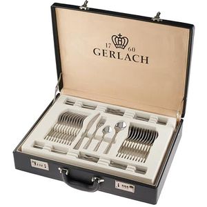 Gerlach Flames 68-delige bestekset voor 12 personen, vaatwasmachinebestendig, roestvrij staal, elegant bestek met mes, vork, lepel, theelepel, taartvork, lepel