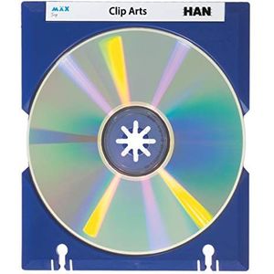 HAN MÄX Tray CD-houder 9201-14, praktisch en professioneel, voor 1 CD, met labeletiketten, 10 stuks, blauw