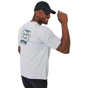 Trendyol T-shirt tissé à col rond standard décontracté pour homme, gris, M